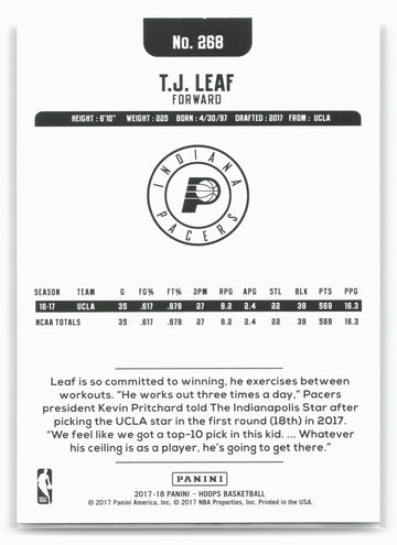 
2017-18 Hoops #268 T.J. Leaf