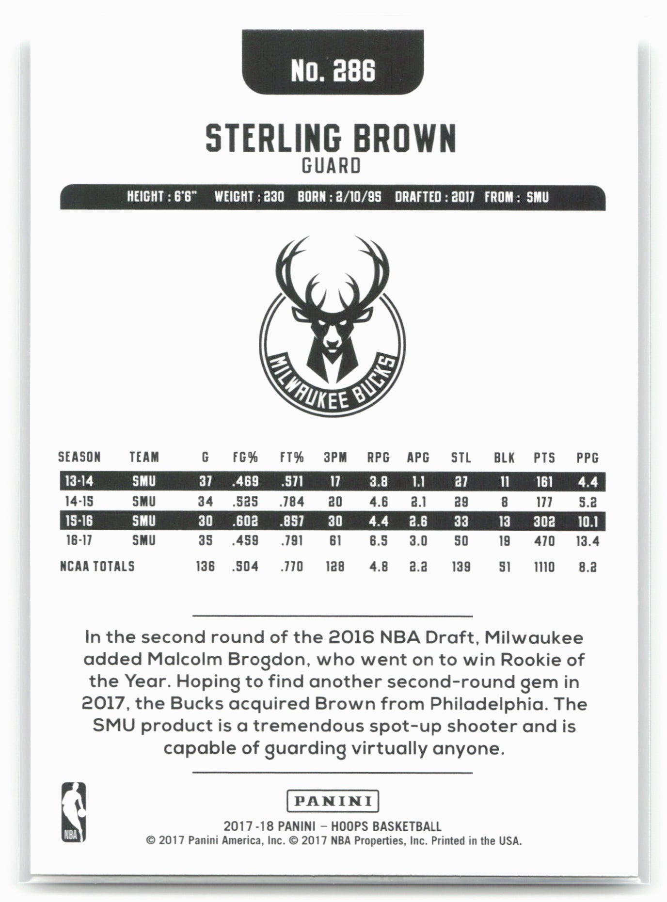 2017-18 Hoops #286 Sterling Brown