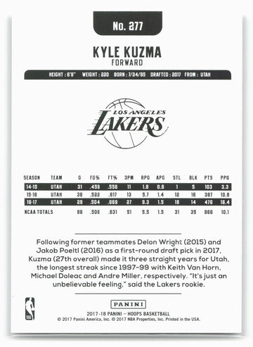 
2017-18 Hoops #277 Kyle Kuzma