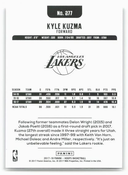2017-18 Hoops #277 Kyle Kuzma