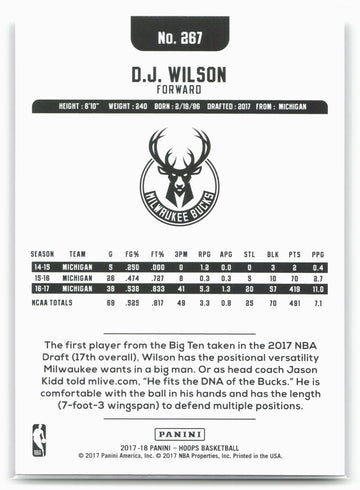 
2017-18 Hoops #267 D.J. Wilson
