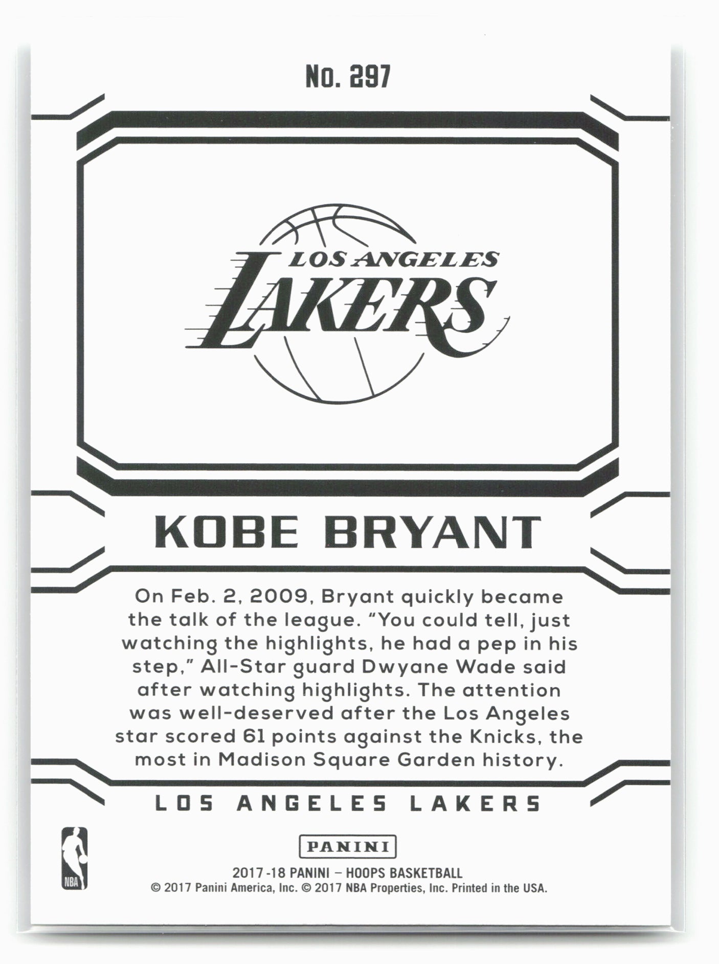 2017-18 Hoops #297 Kobe Bryant