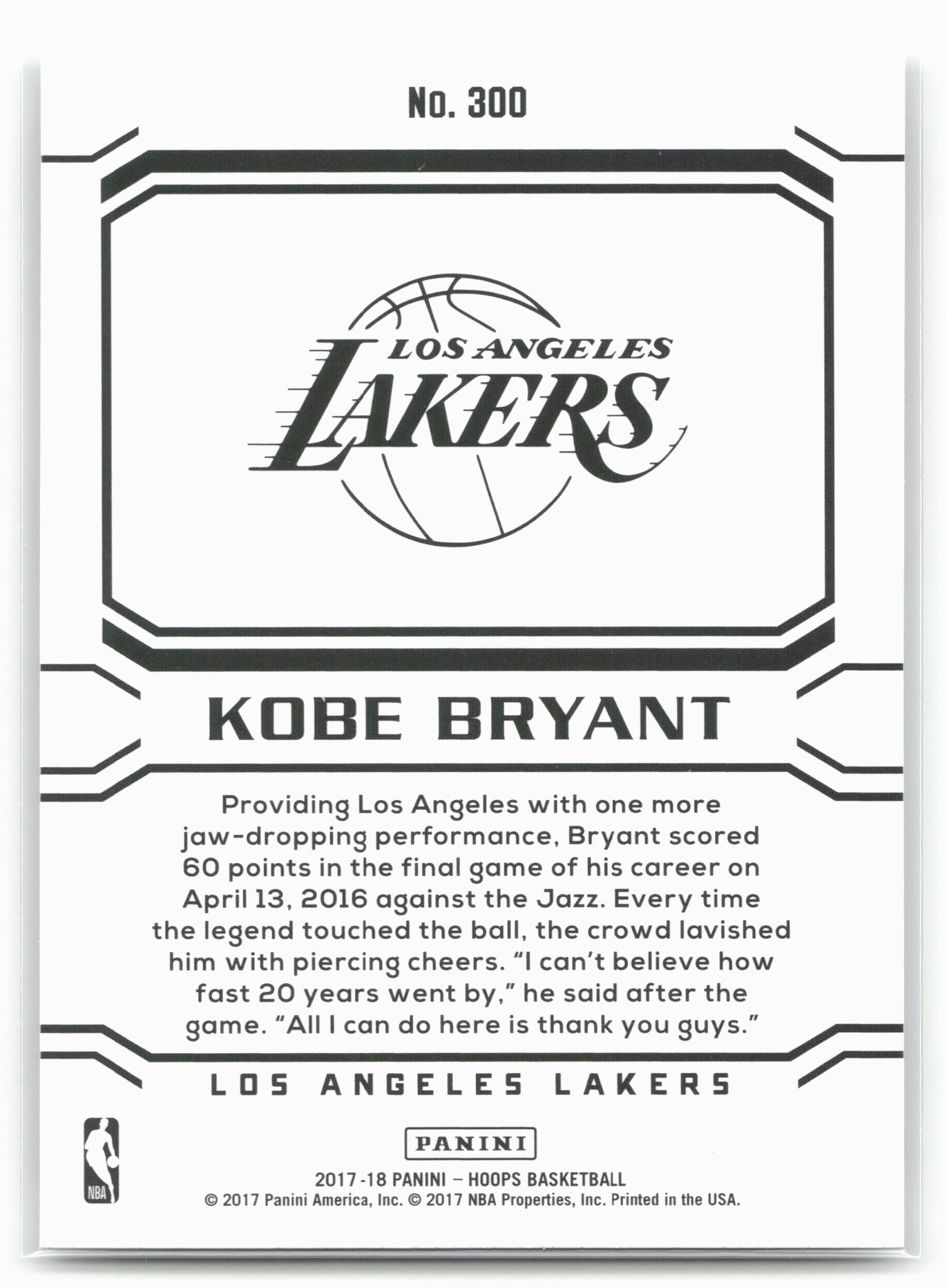 2017-18 Hoops #300 Kobe Bryant