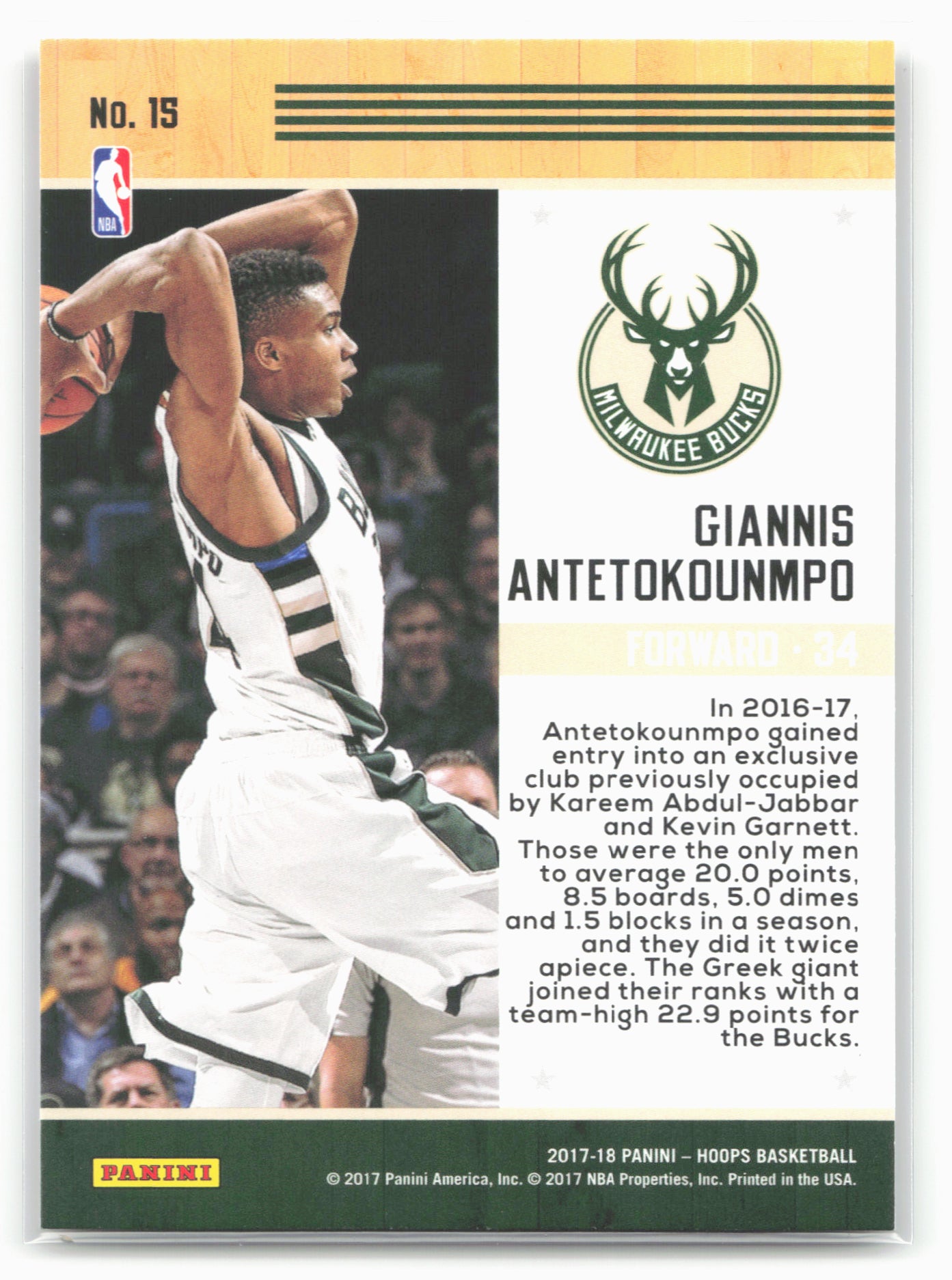 2017-18 Hoops #15 Giannis Antetokounmpo Team Leaders
