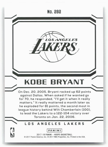 
2017-18 Hoops #292 Kobe Bryant