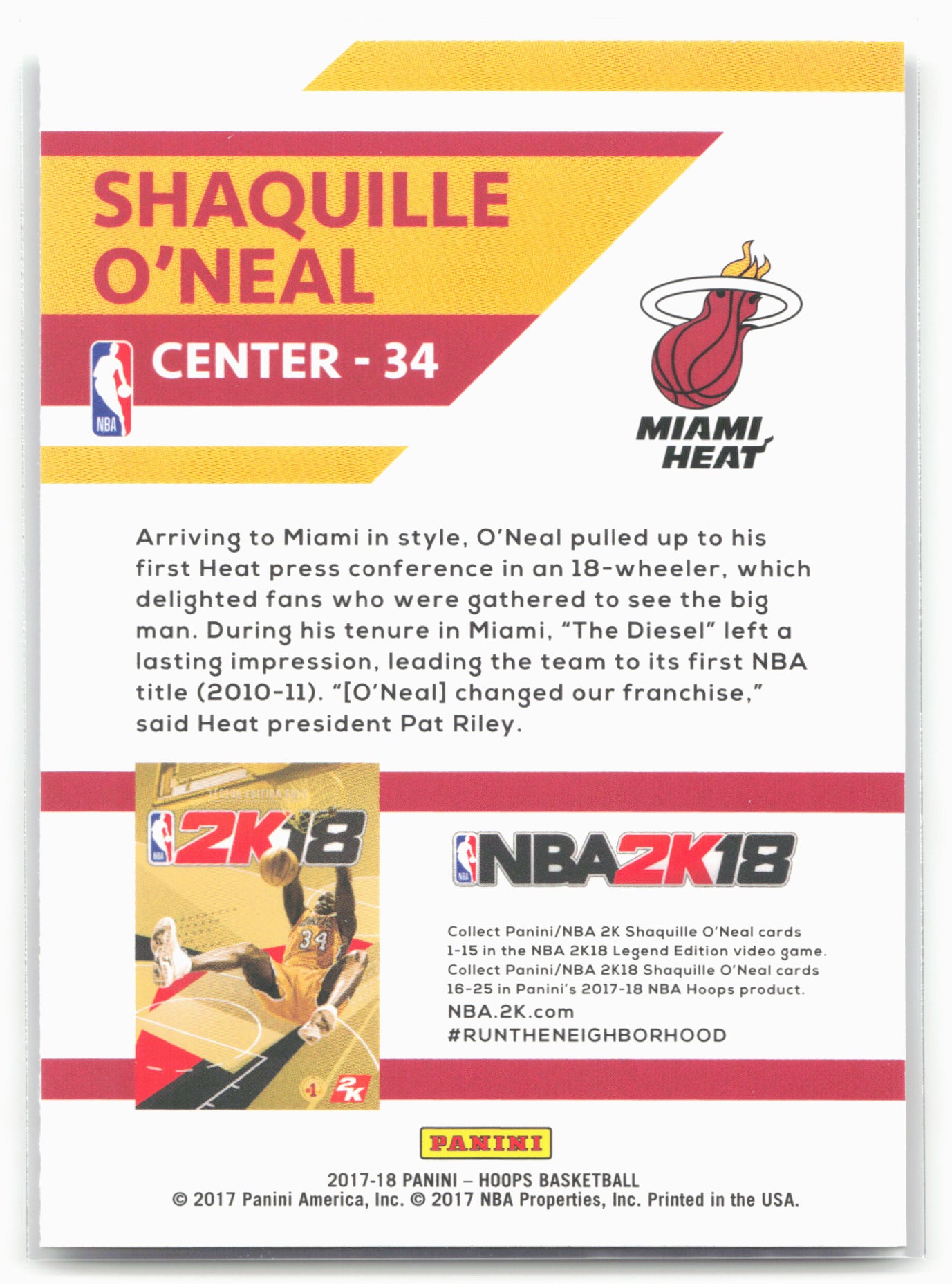 2017-18 Hoops #NNO Shaquille O'Neal Shaquille O'Neal NBA2K18