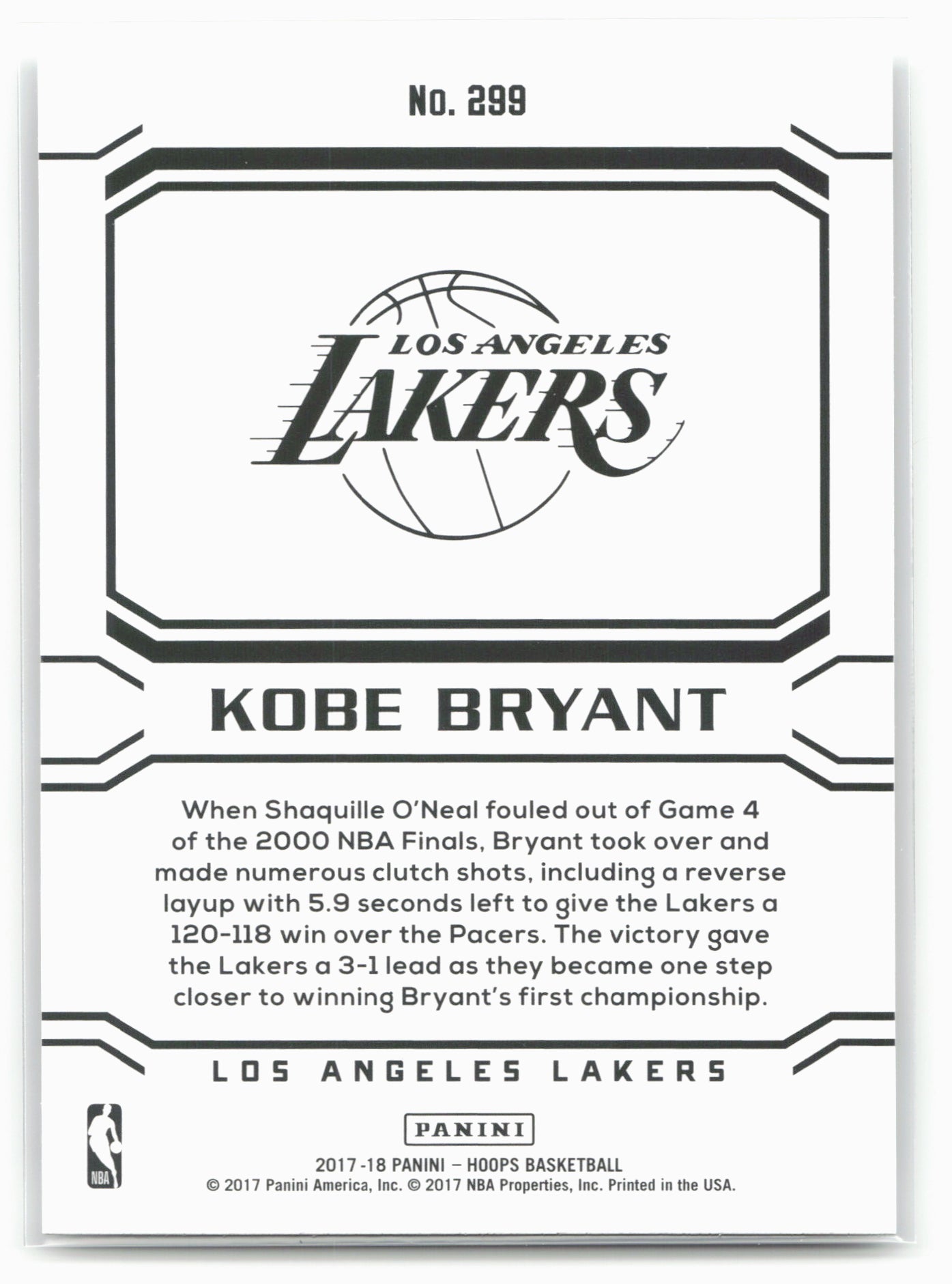 2017-18 Hoops #299 Kobe Bryant