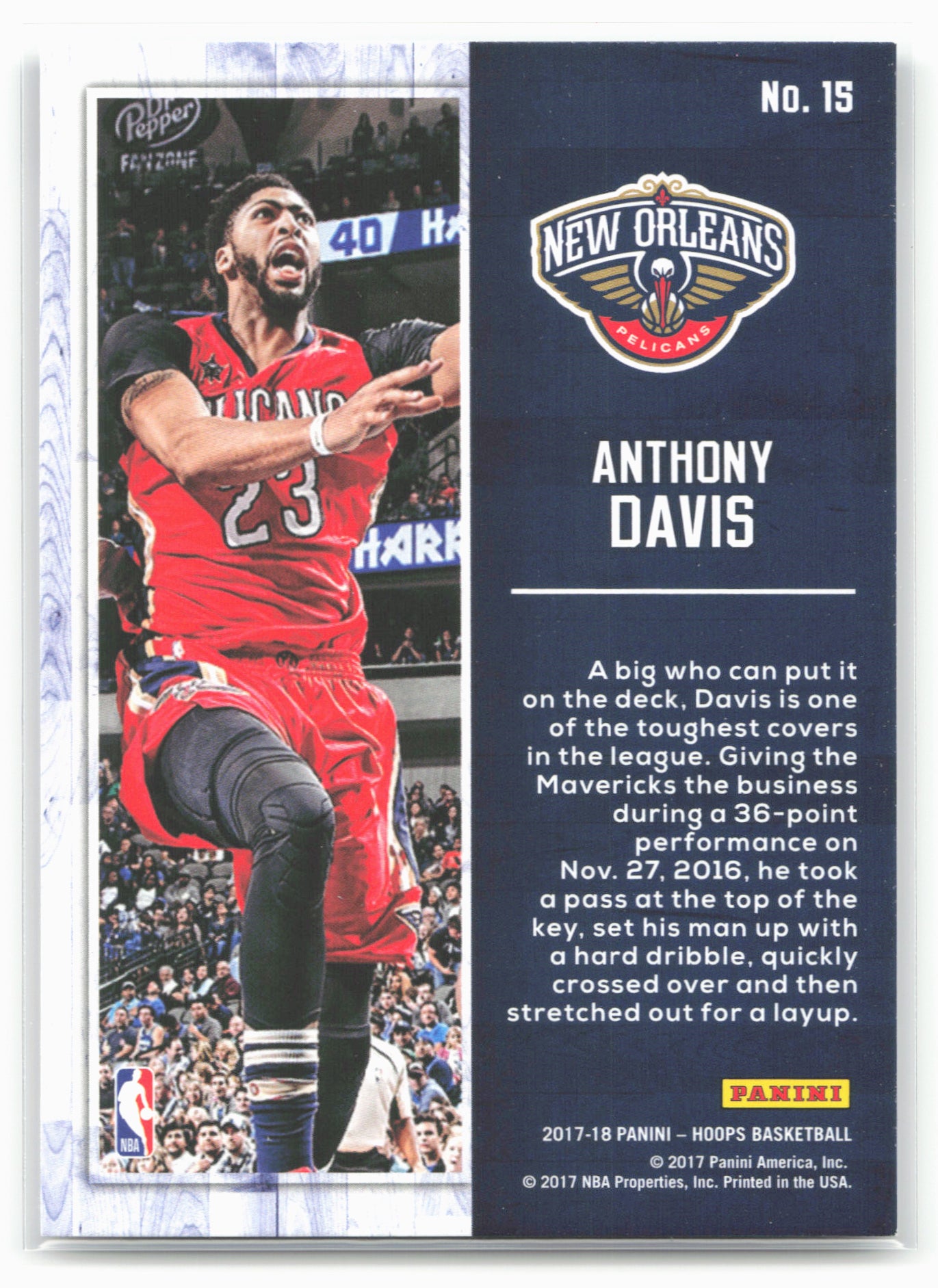 2017-18 Hoops #15 Anthony Davis Action Shots