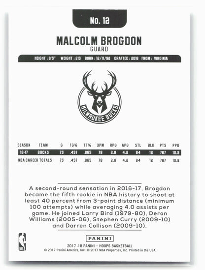 2017-18 Hoops #12 Malcolm Brogdon Silver #/199