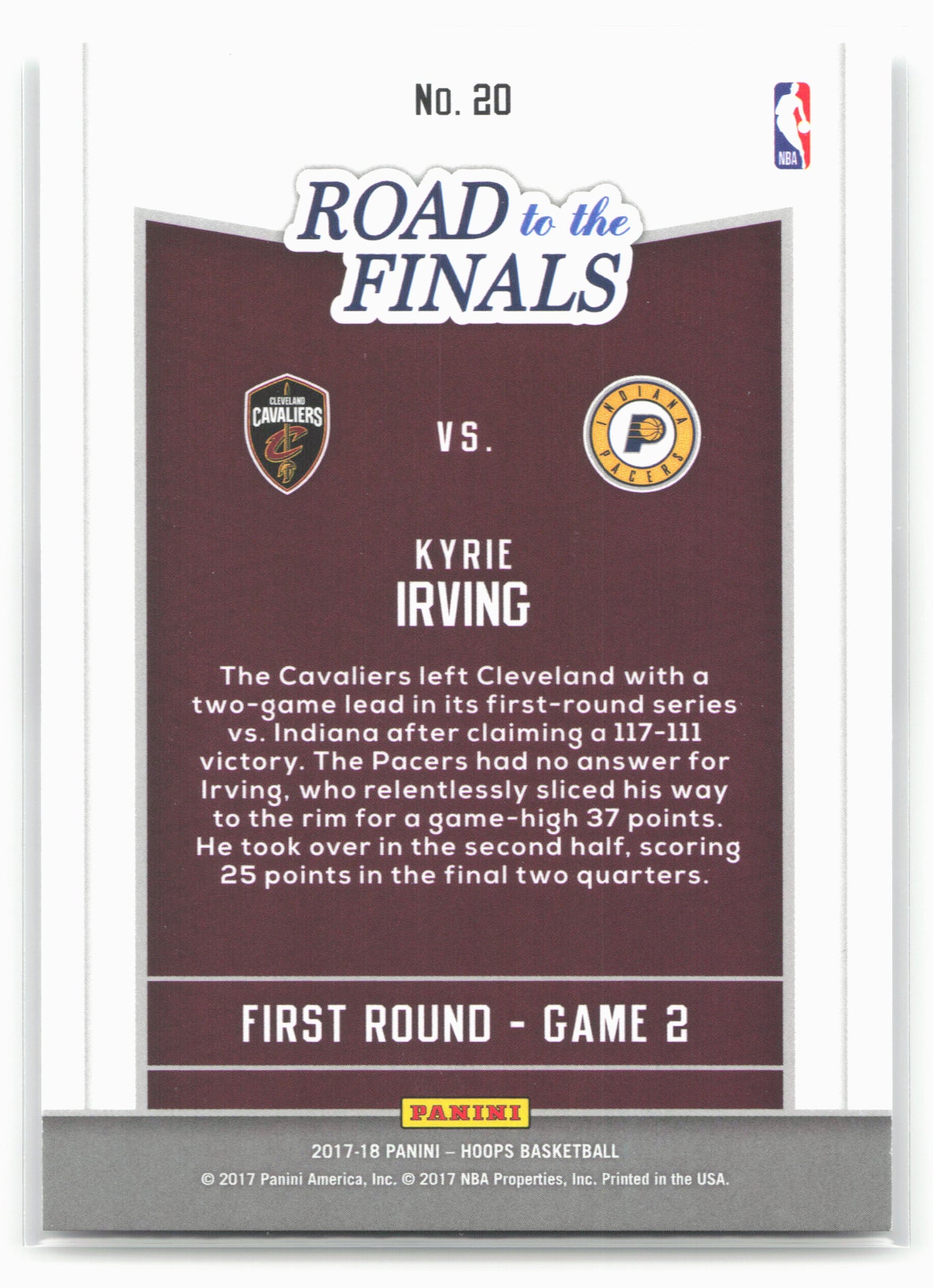 2017-18 Hoops #20 Kyrie Irving Road to the Finals #/2017