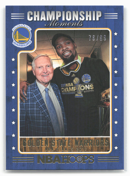 2017-18 Hoops #18 Kevin Durant / Jerry West SN99 Championship Moments #/99