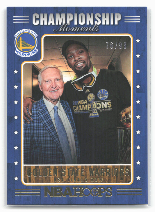 2017-18 Hoops #18 Kevin Durant / Jerry West SN99 Championship Moments #/99