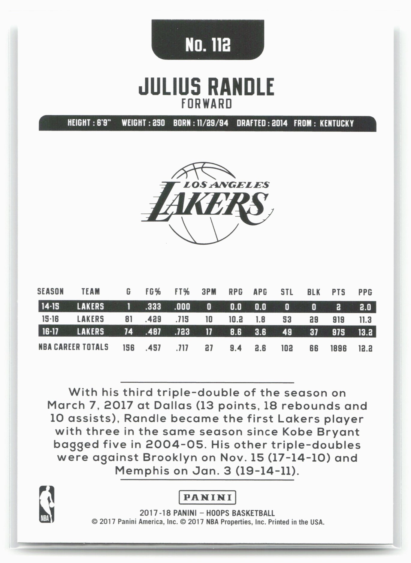 2017-18 Hoops #112 Julius Randle