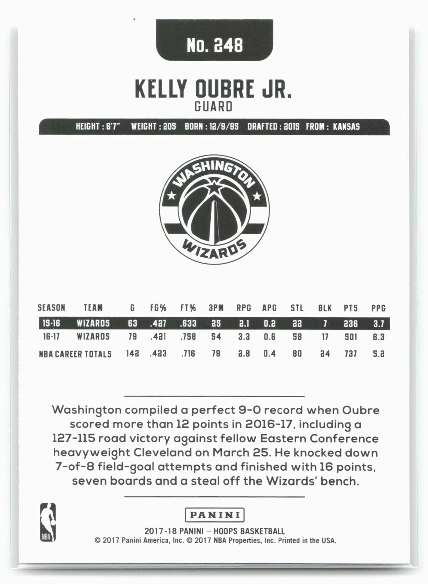 2017-18 Hoops #248 Kelly Oubre Jr.