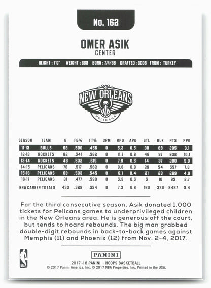 2017-18 Hoops #162 Omer Asik