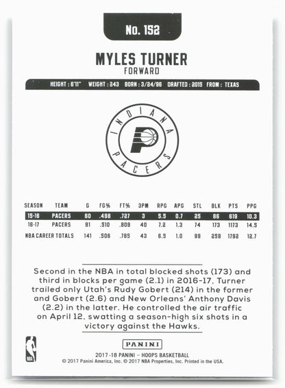 2017-18 Hoops #152 Myles Turner