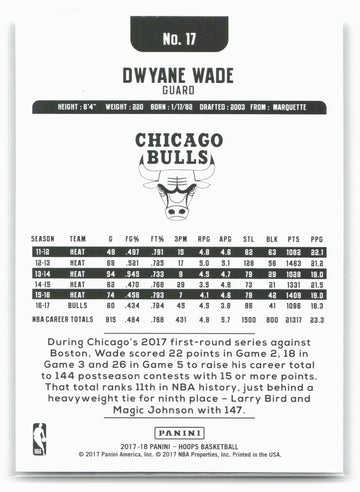 
2017-18 Hoops #17 Dwyane Wade