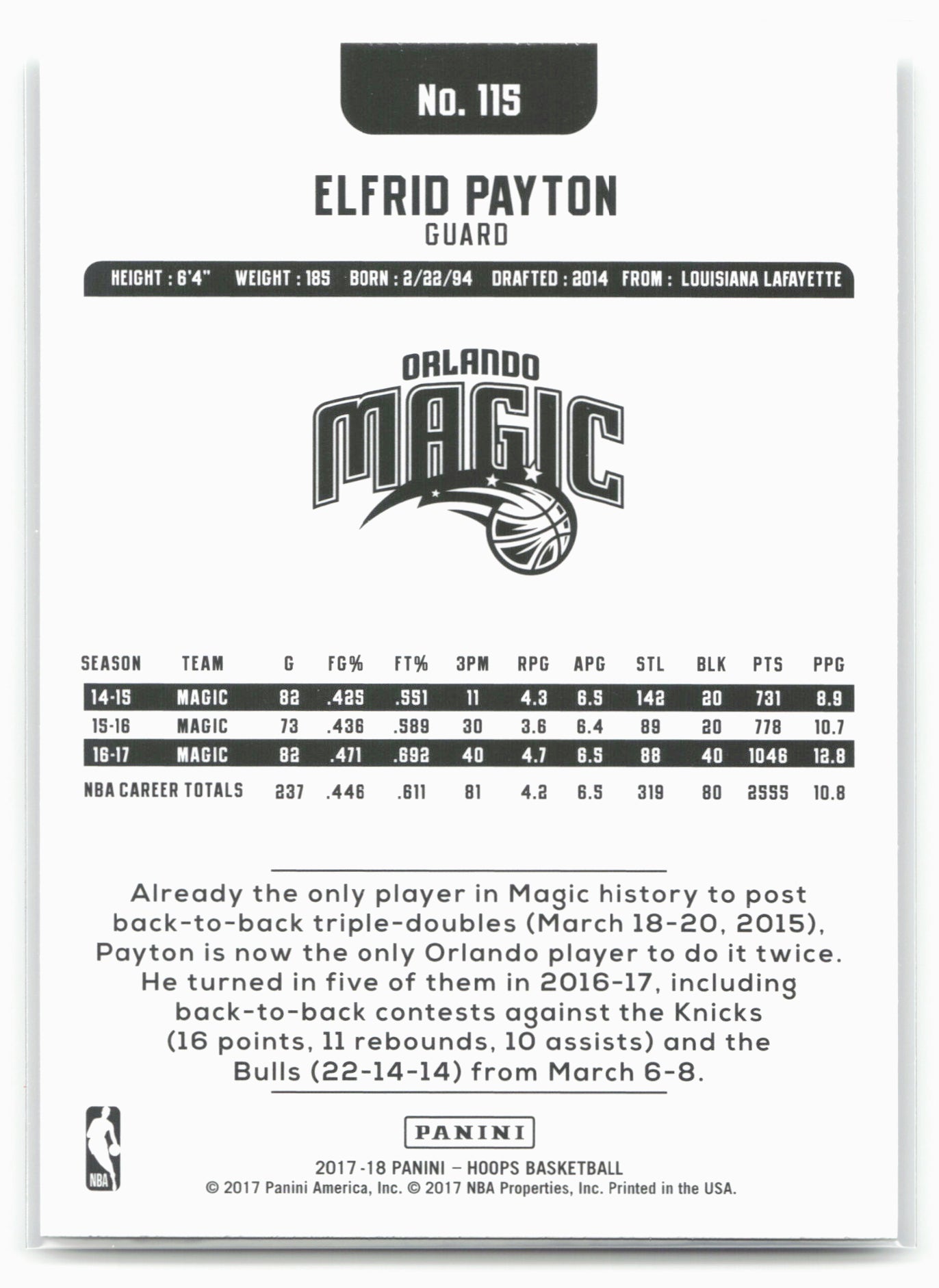 2017-18 Hoops #115 Elfrid Payton