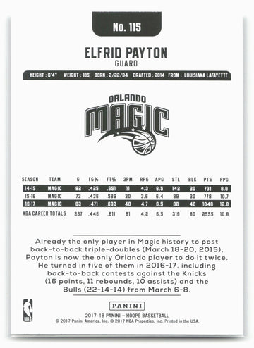 
2017-18 Hoops #115 Elfrid Payton