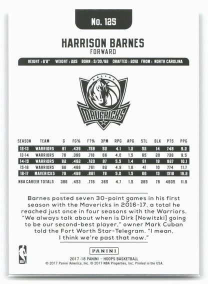 2017-18 Hoops #125 Harrison Barnes