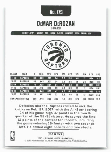 
2017-18 Hoops #175 DeMar DeRozan