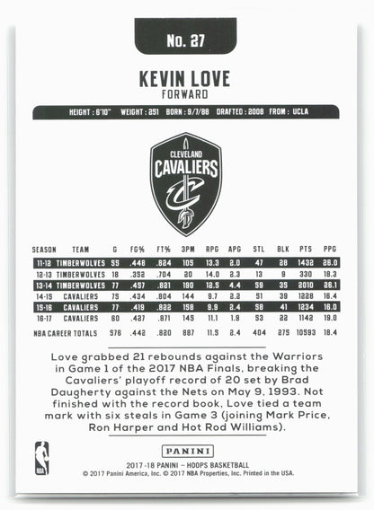 2017-18 Hoops #27 Kevin Love