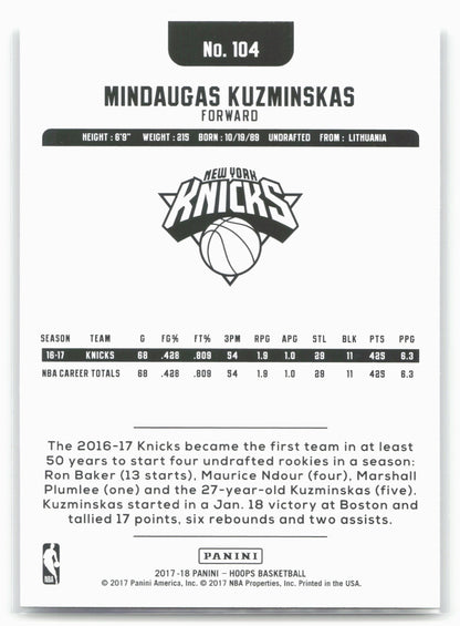 2017-18 Hoops #104 Mindaugas Kuzminskas