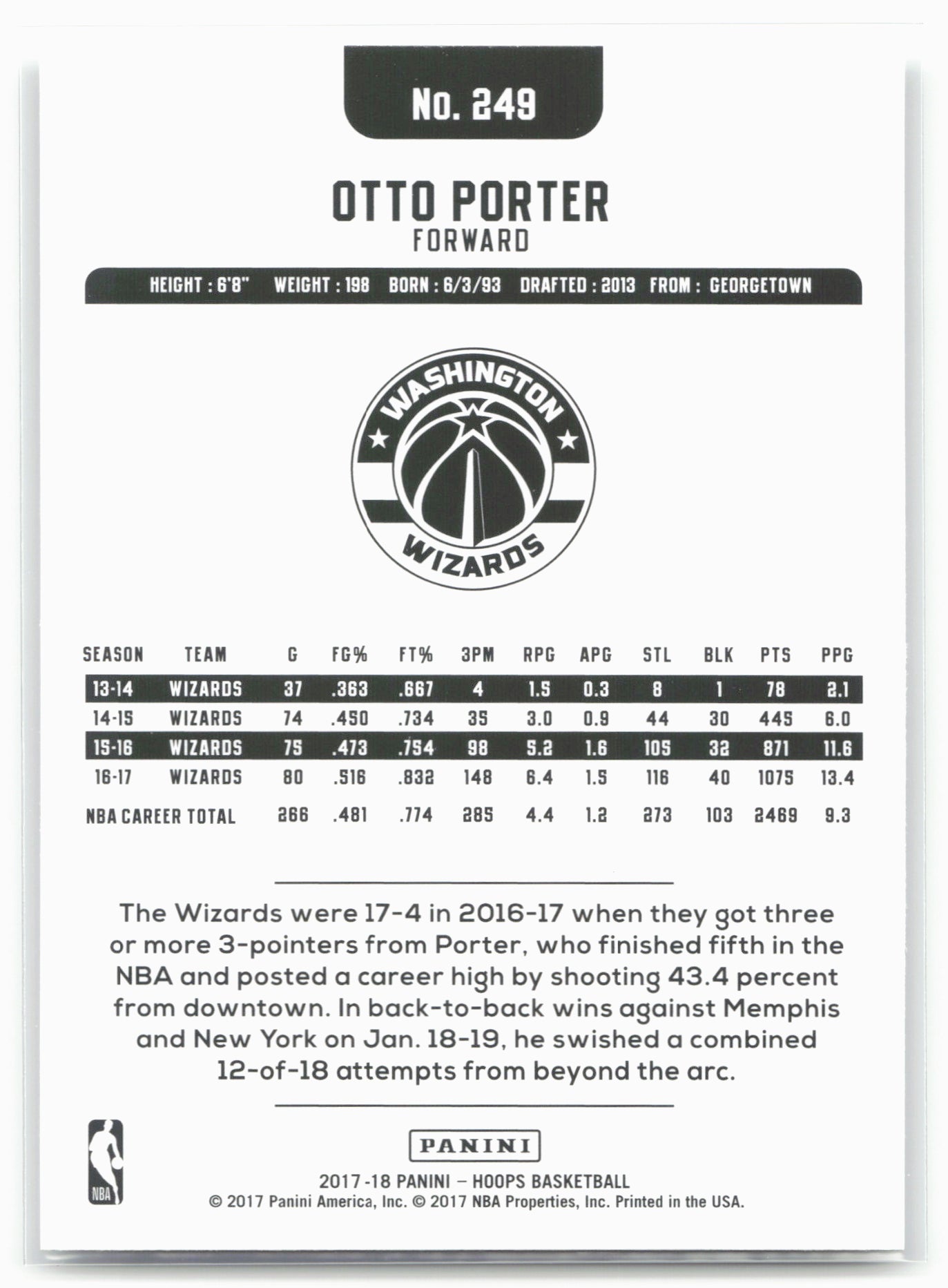 2017-18 Hoops #249 Otto Porter