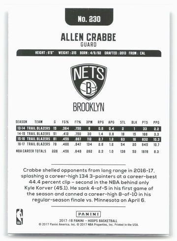 
2017-18 Hoops #230 Allen Crabbe