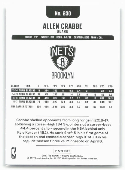 2017-18 Hoops #230 Allen Crabbe