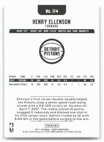 
2017-18 Hoops #174 Henry Ellenson