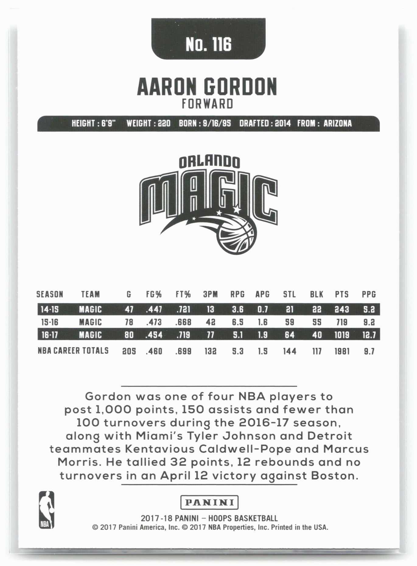 2017-18 Hoops #116 Aaron Gordon