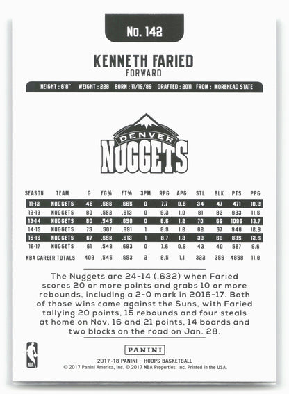 2017-18 Hoops #142 Kenneth Faried
