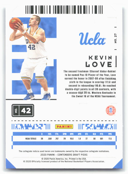 2020 Panini Contenders Draft Picks #27 Kevin Love