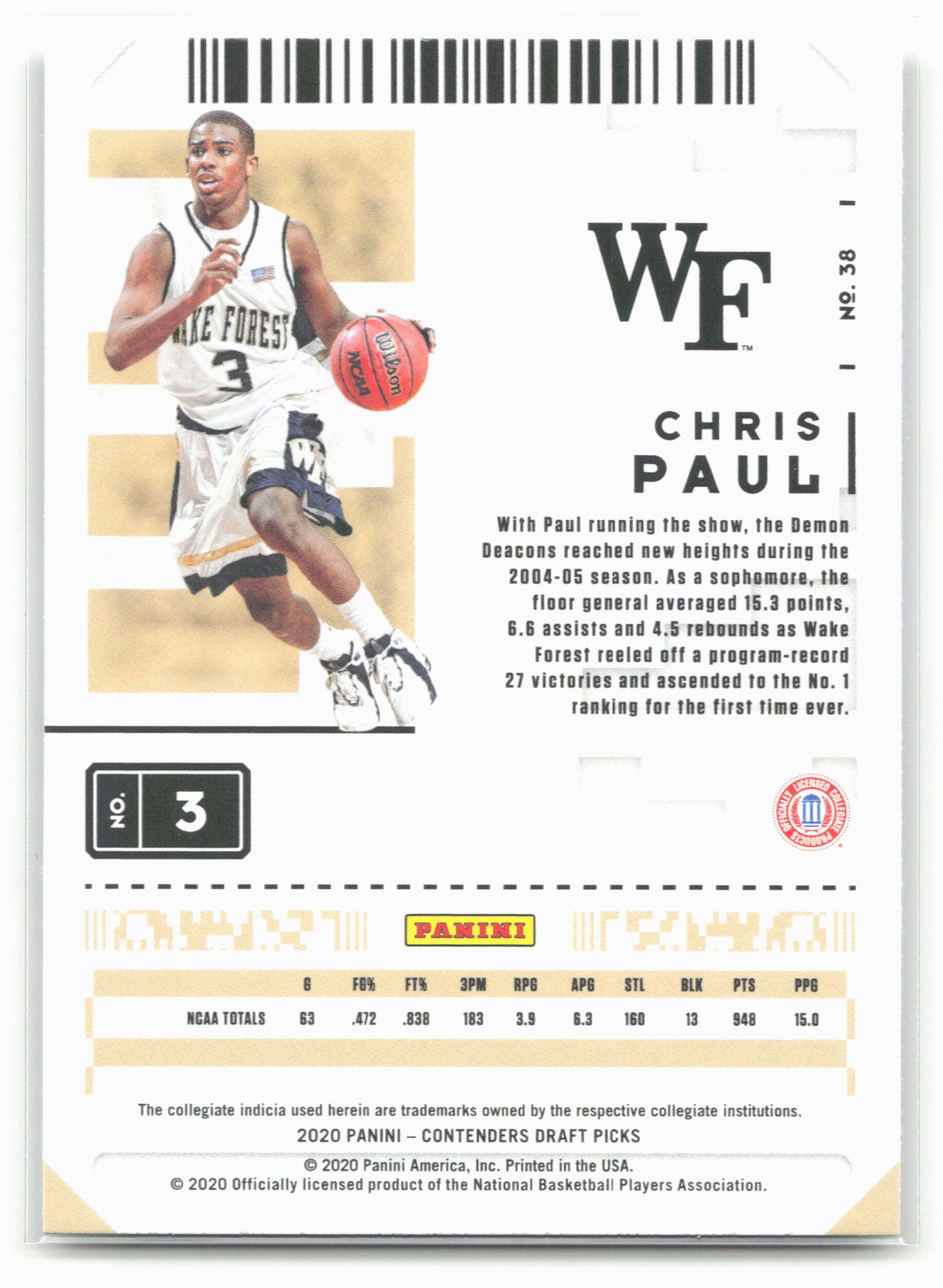 2020 Panini Contenders Draft Picks #38 Chris Paul