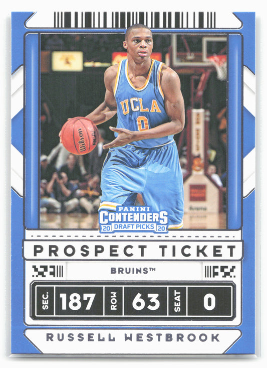 2020 Panini Contenders Draft Picks #3b Russell Westbrook Blue jersey
