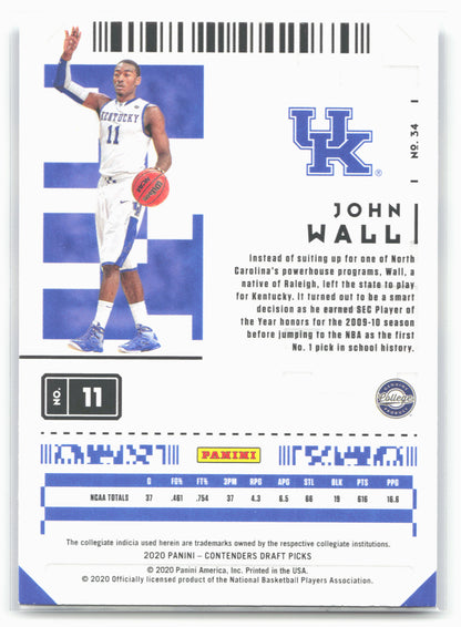 2020 Panini Contenders Draft Picks #34 John Wall