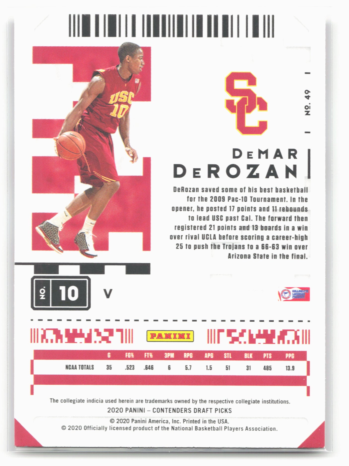 2020 Panini Contenders Draft Picks #49b DeMar DeRozan