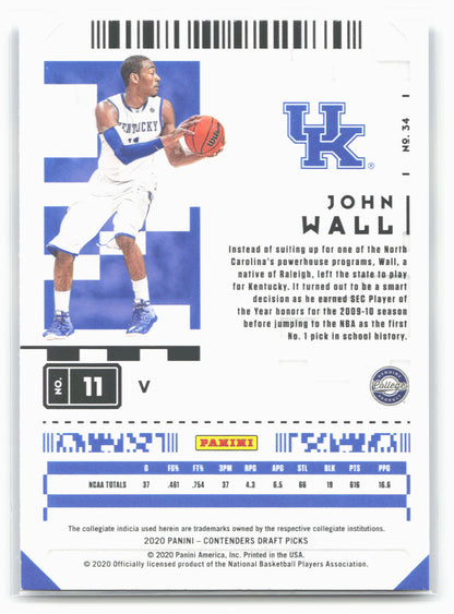 2020 Panini Contenders Draft Picks #34b John Wall