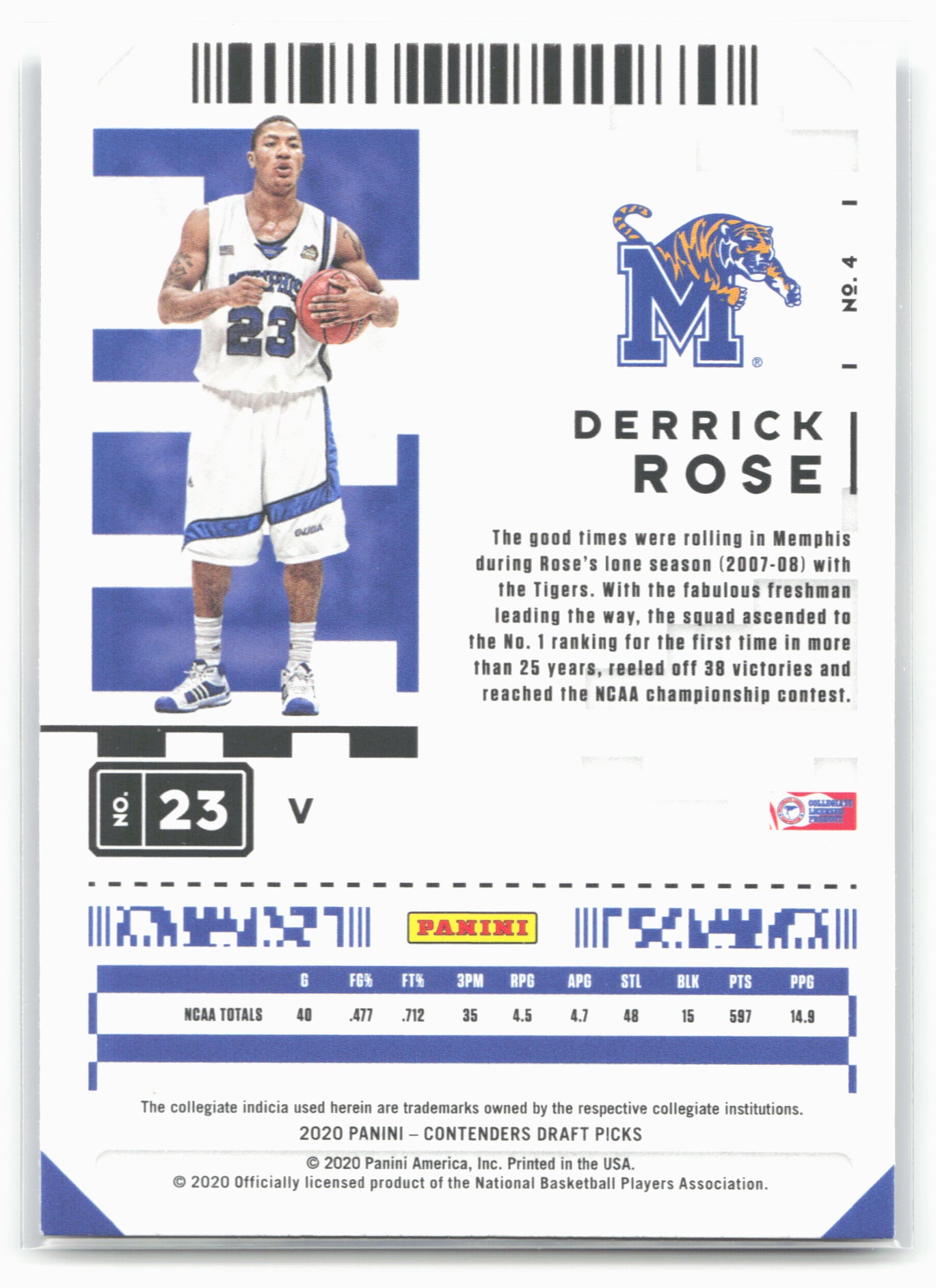 2020 Panini Contenders Draft Picks #4b Derrick Rose