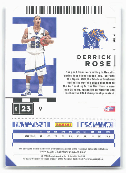 2020 Panini Contenders Draft Picks #4b Derrick Rose