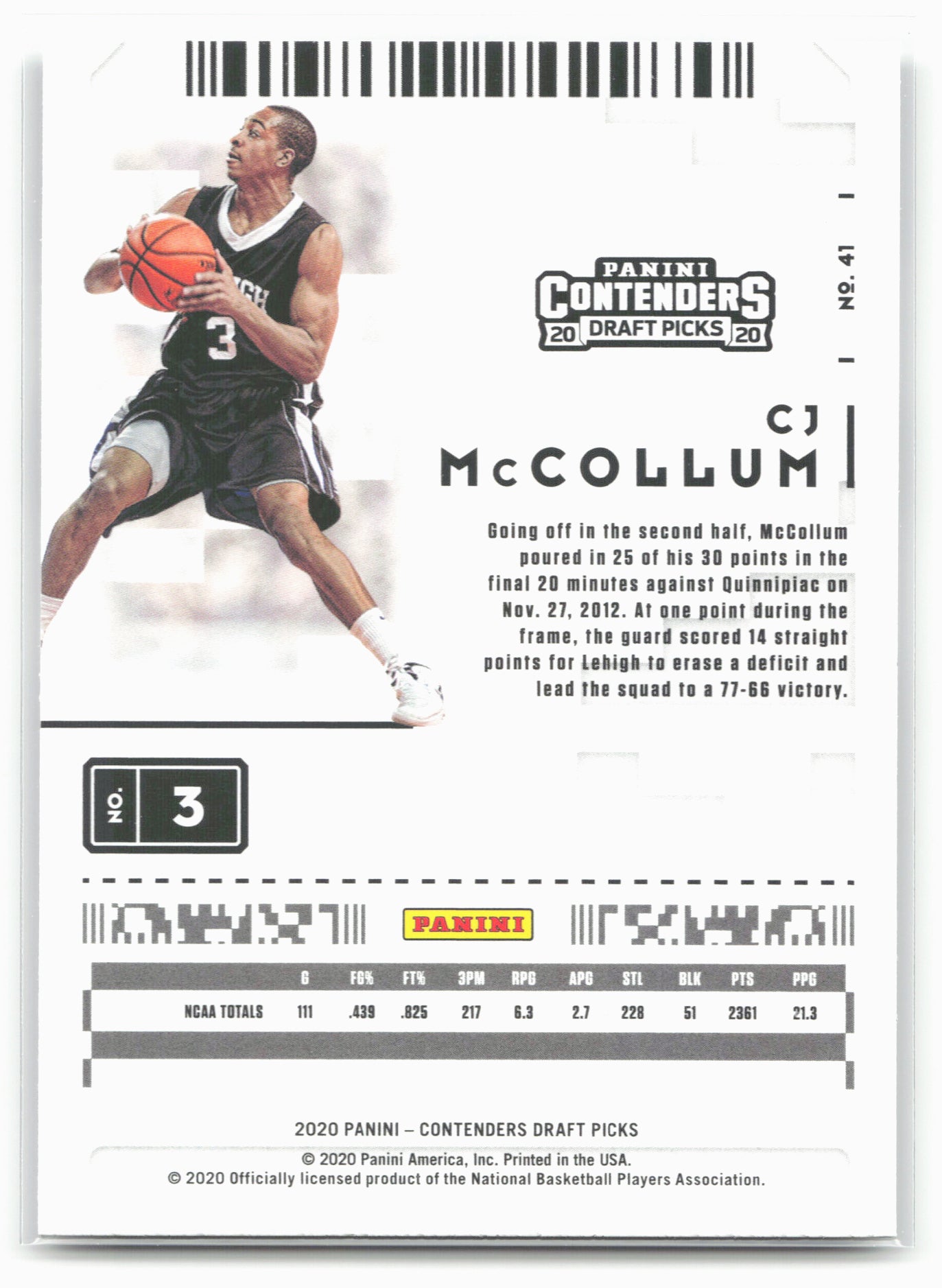 2020 Panini Contenders Draft Picks #41 CJ McCollum
