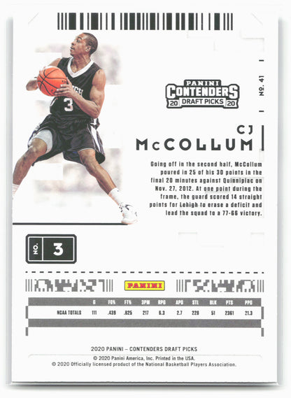 2020 Panini Contenders Draft Picks #41 CJ McCollum