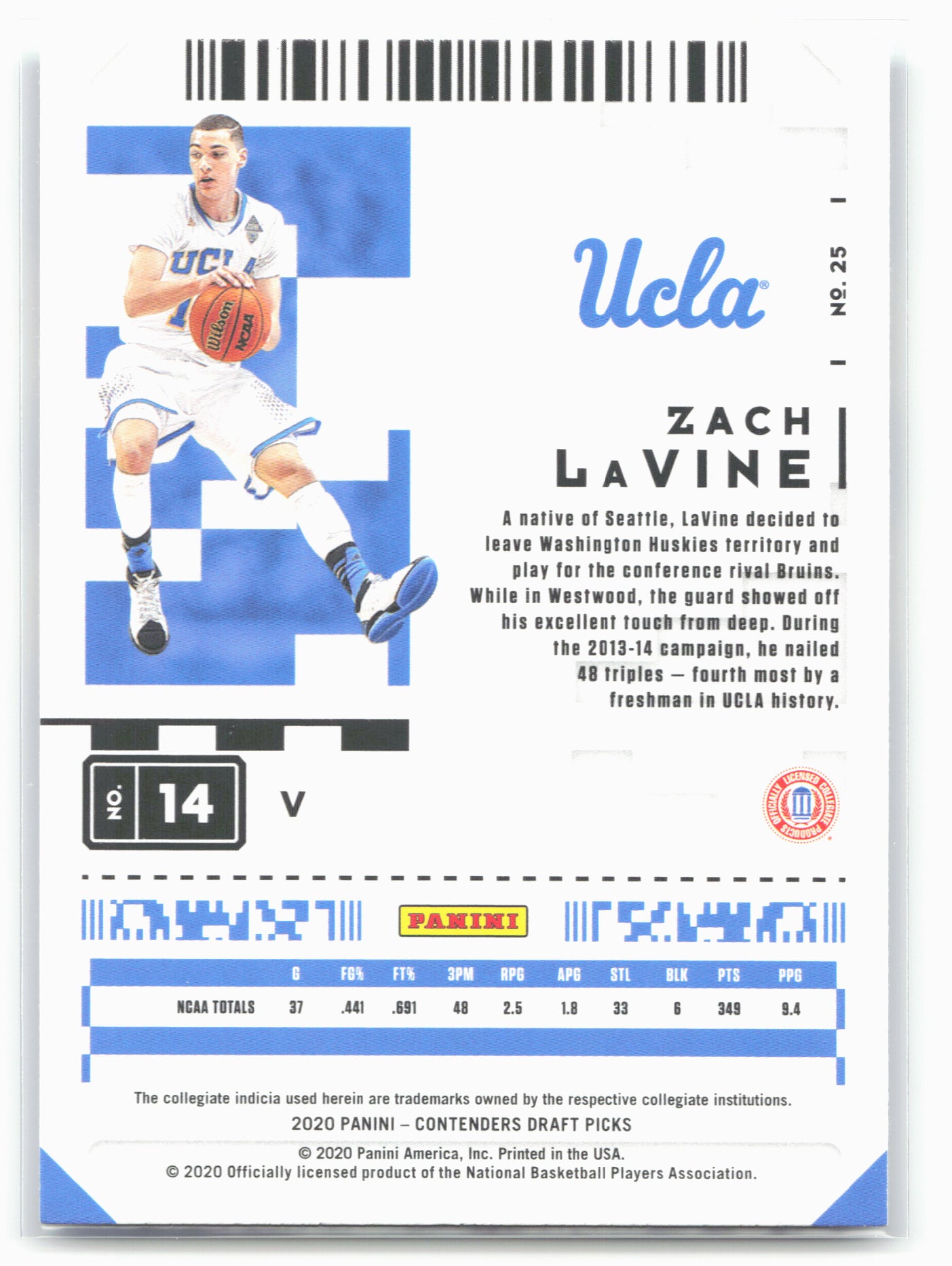 2020 Panini Contenders Draft Picks #25b Zach LaVine