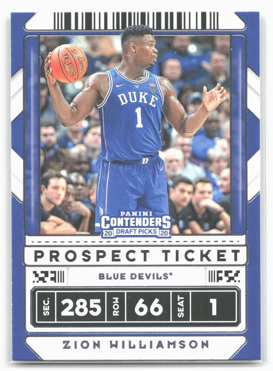 2020 Panini Contenders Draft Picks #13b Zion Williamson Blue jersey