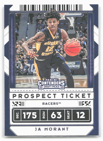 
2020 Panini Contenders Draft Picks #44 Ja Morant Black jersey
