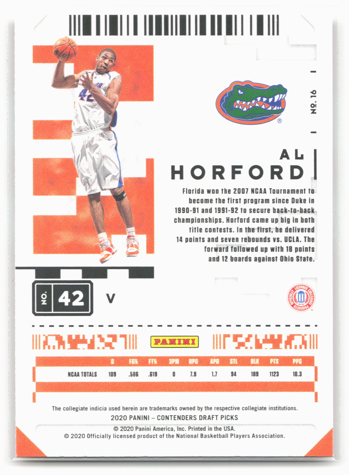 2020 Panini Contenders Draft Picks #16b Al Horford White jersey
