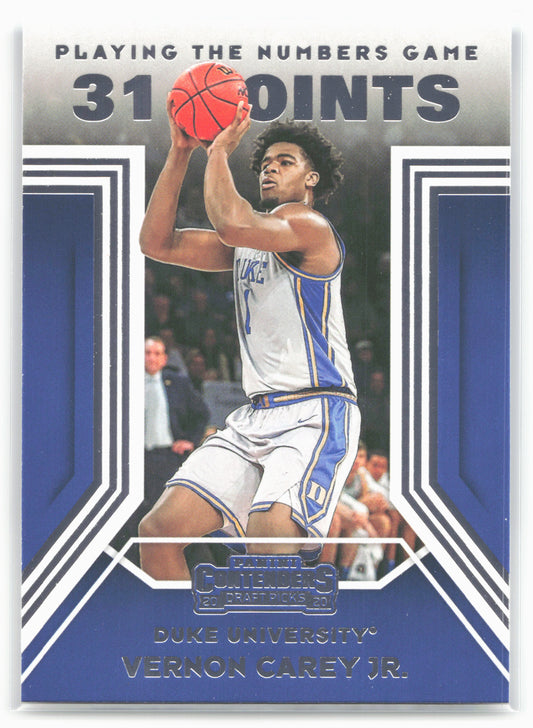 2020 Panini Contenders Draft Picks #26 Vernon Carey Jr. Playing the Numbers Game