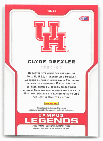 
2020 Panini Contenders Draft Picks #20 Clyde Drexler Campus Legends