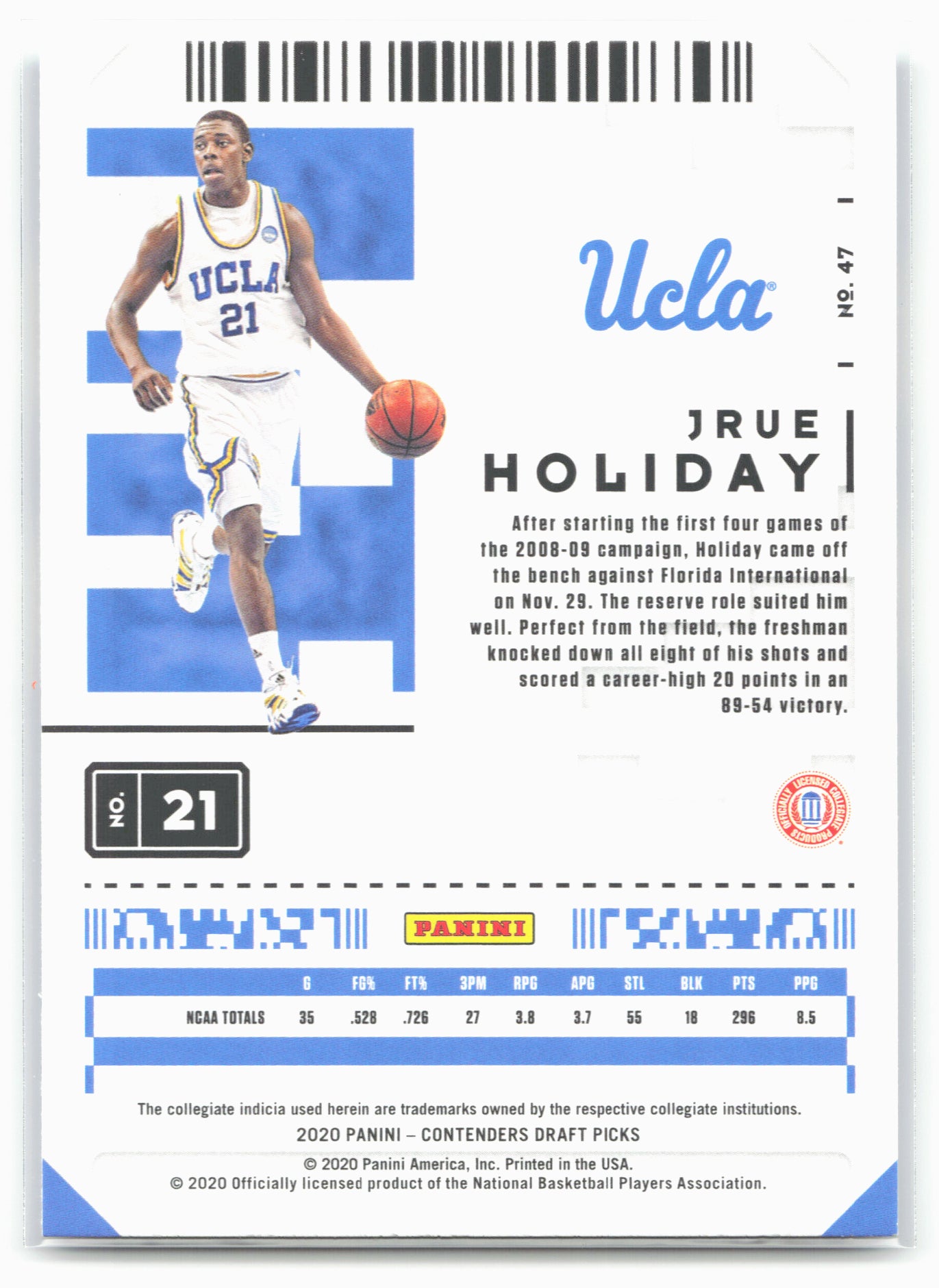 2020 Panini Contenders Draft Picks #47 Jrue Holiday
